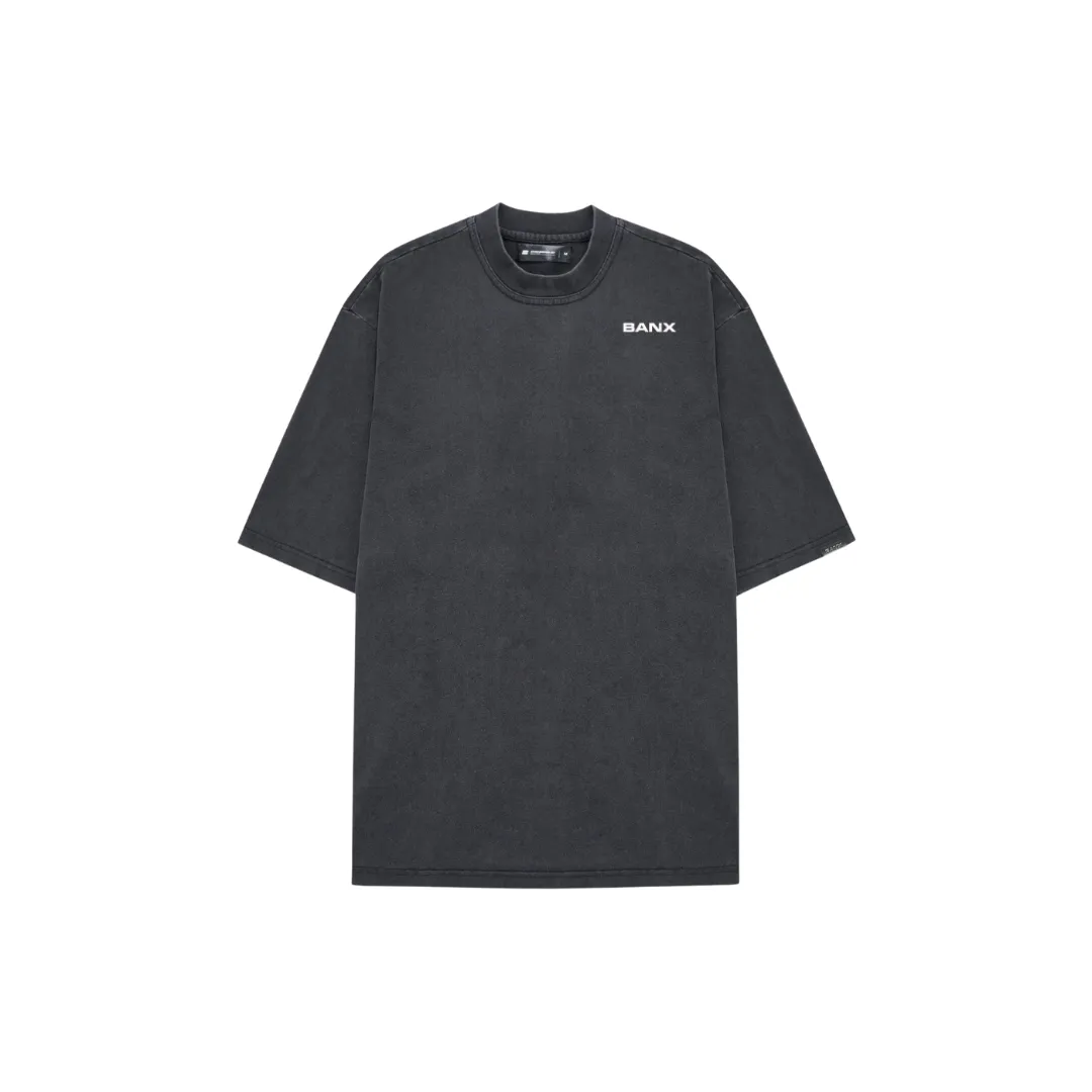 STAPLE LOGO Oversized Slim Tee - Stone Washed (White Print)