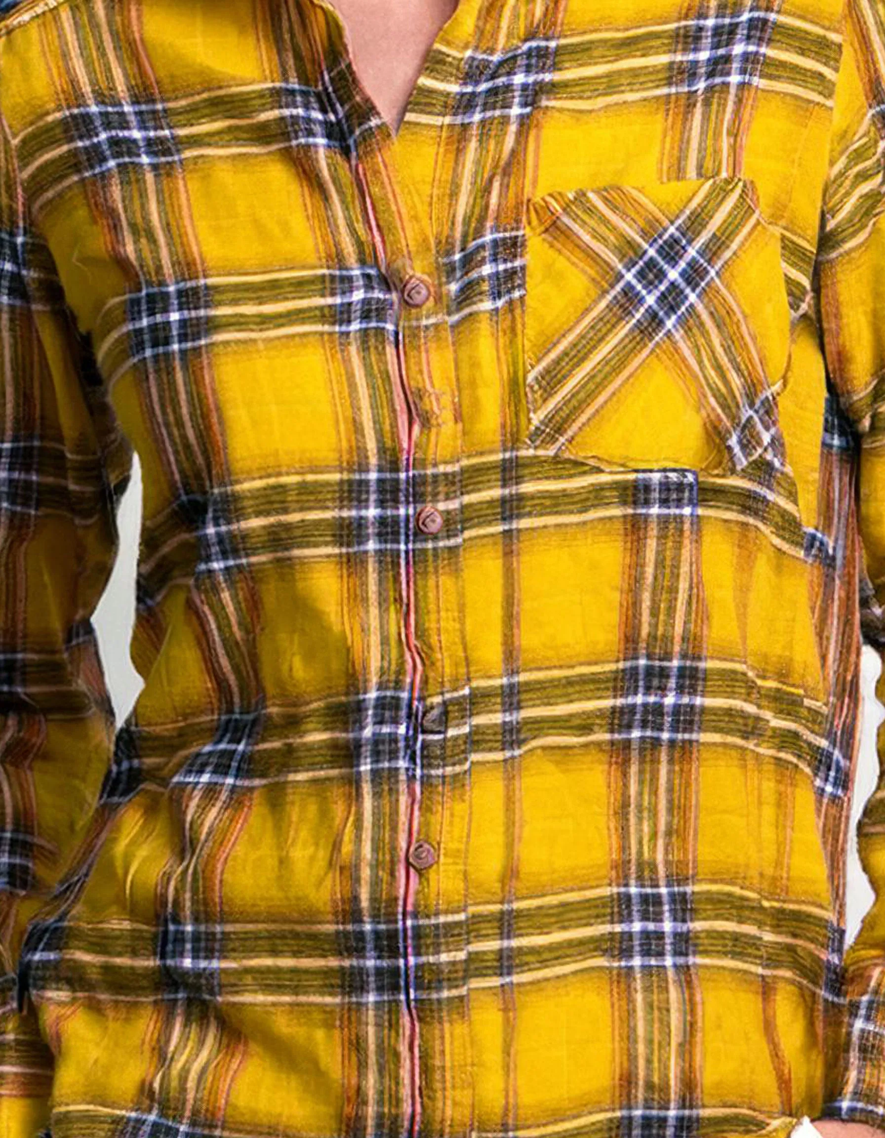 Sunshine Yellow Plaid Flannel Shirt