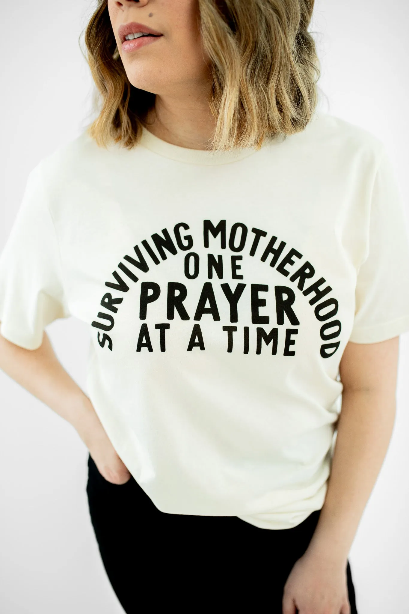 Surviving Motherhood Prayer Graphic Tee in Natural