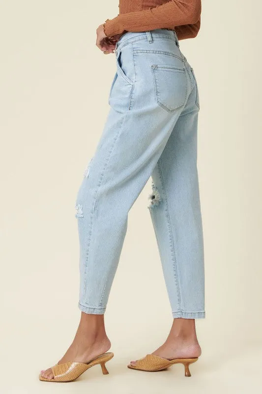 TEEK - Light Wash Distressed Slouchy Jeans