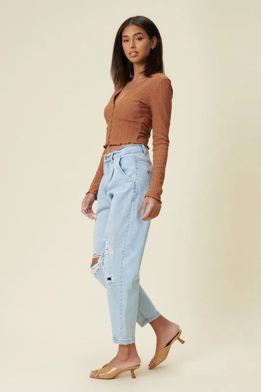 TEEK - Light Wash Distressed Slouchy Jeans