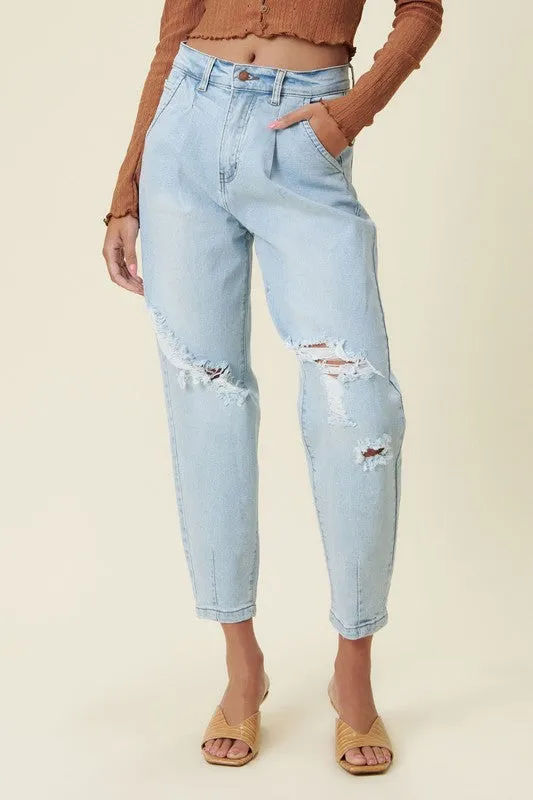 TEEK - Light Wash Distressed Slouchy Jeans