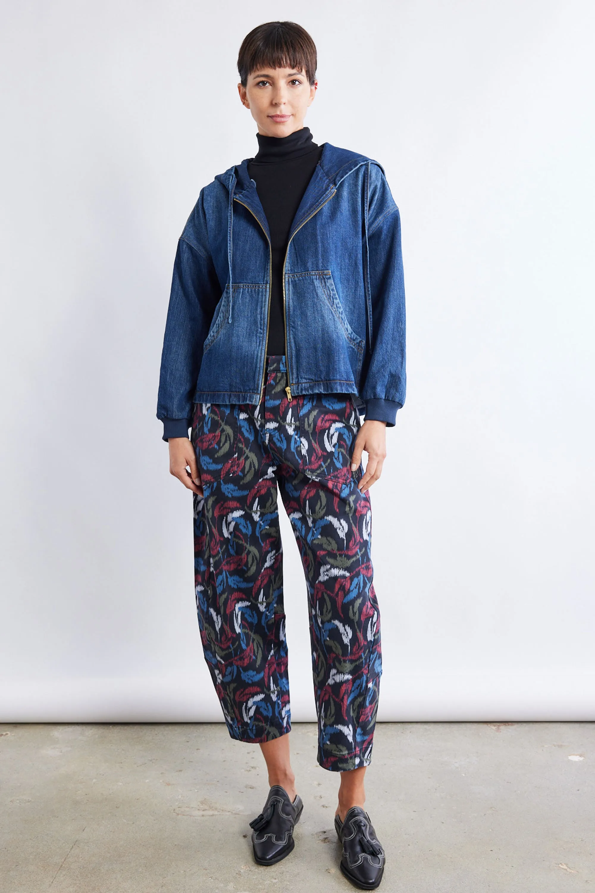 The Printed Slouchy Soft Twill Pants