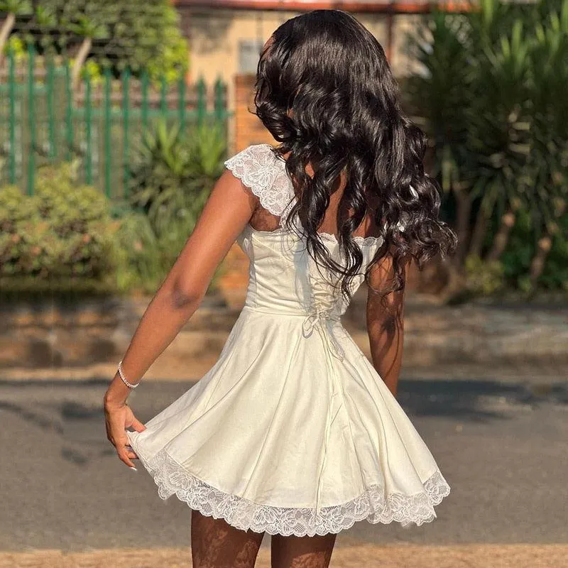 Tie-Back Lace Mini Dress