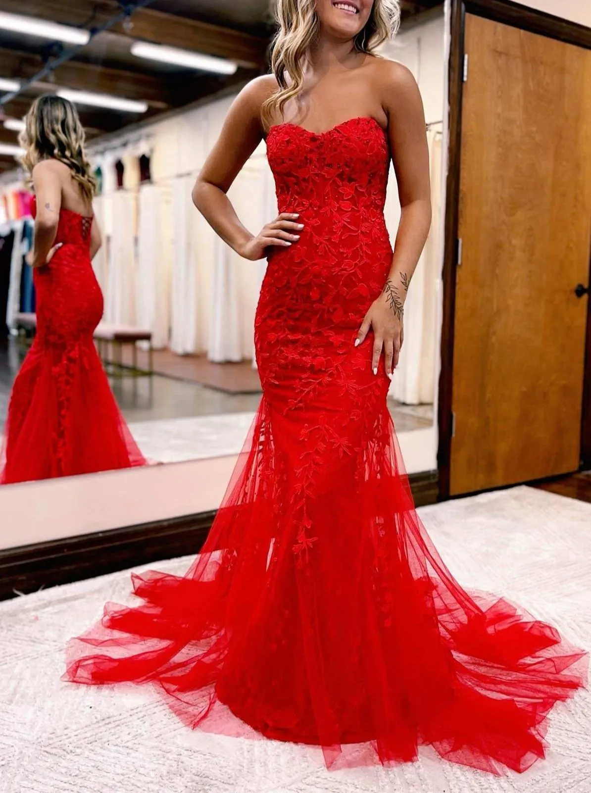 Tinsley |Mermaid Sweetheart Tulle Lace Prom Dress