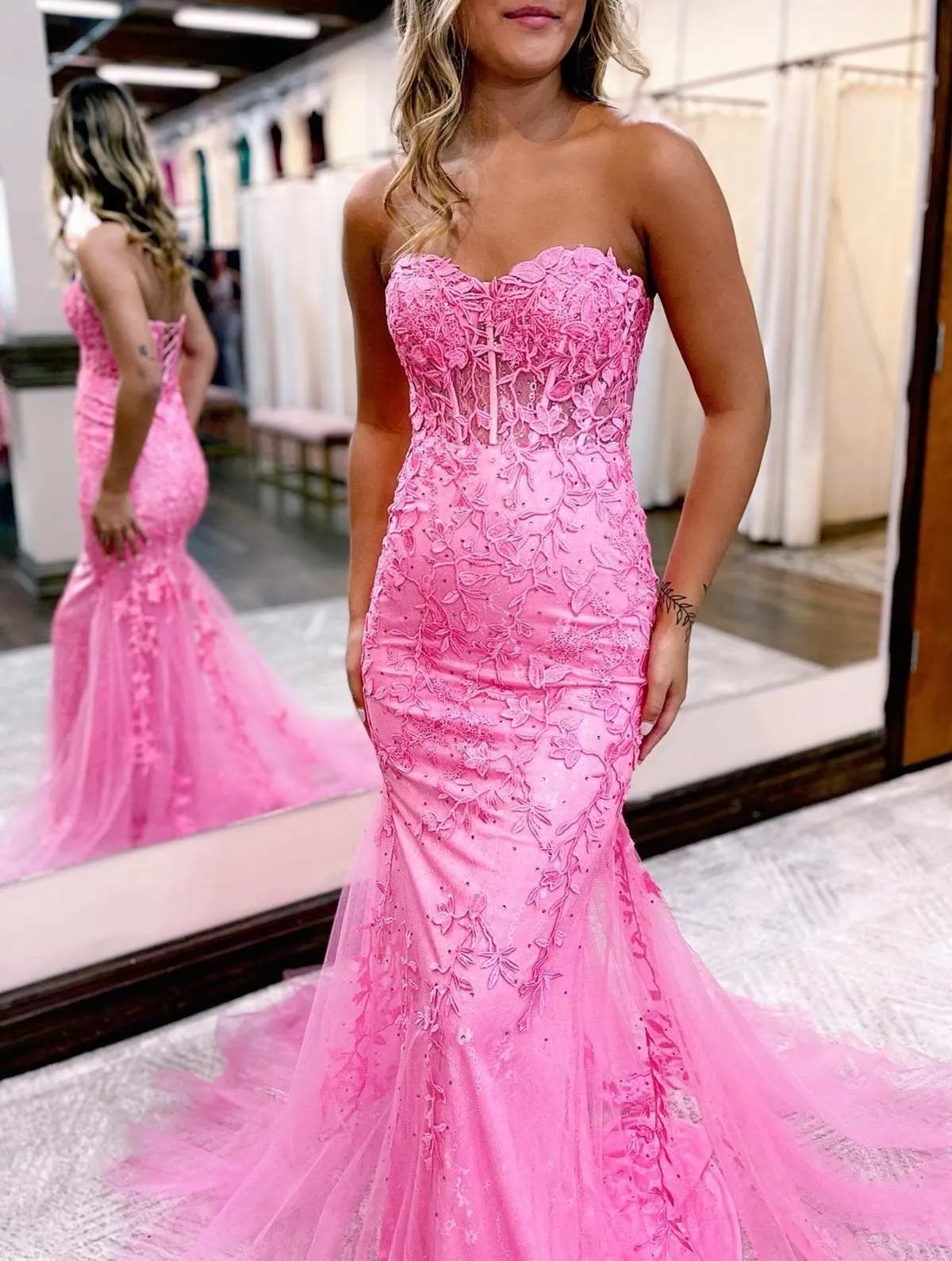 Tinsley |Mermaid Sweetheart Tulle Lace Prom Dress