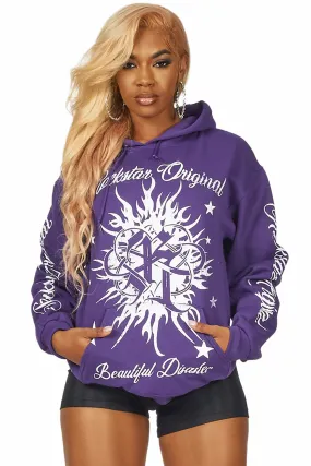 Tionnie Purple Oversized Hoodie