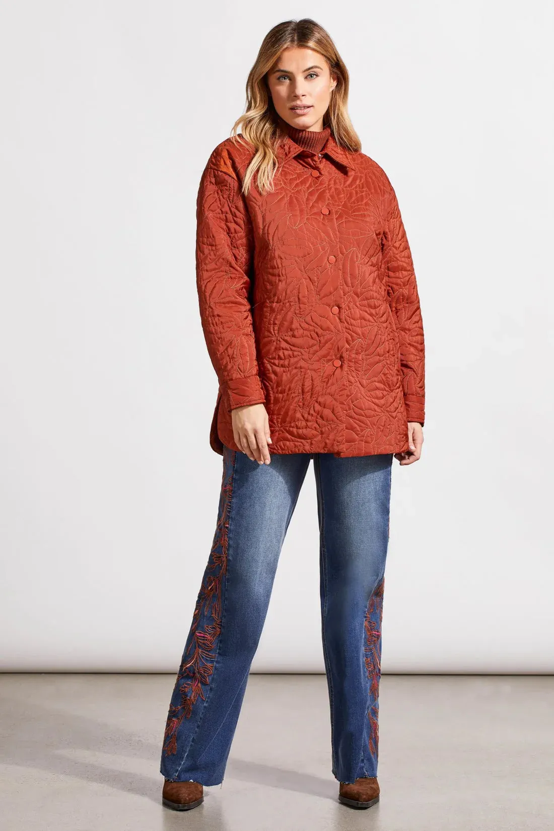 Tribal | Quilted Button Up Shacket with Patterned Lining | Women's