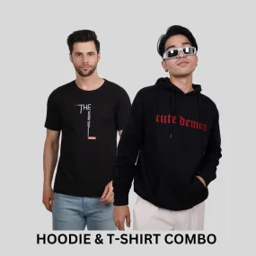 ULTIMATE COMBO - Cute Demon Hoodie   The Warm Smile Black Tees By Demonwear (DW008)