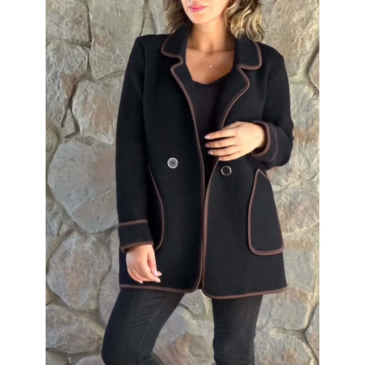 Women's Woolen Trench Coat Casual Blazer