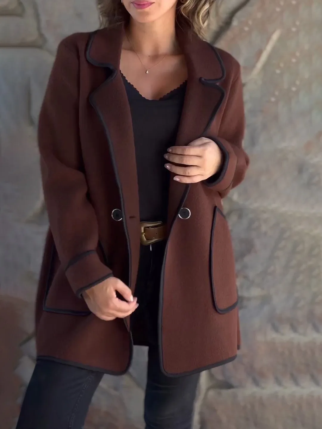 Women's Woolen Trench Coat Casual Blazer